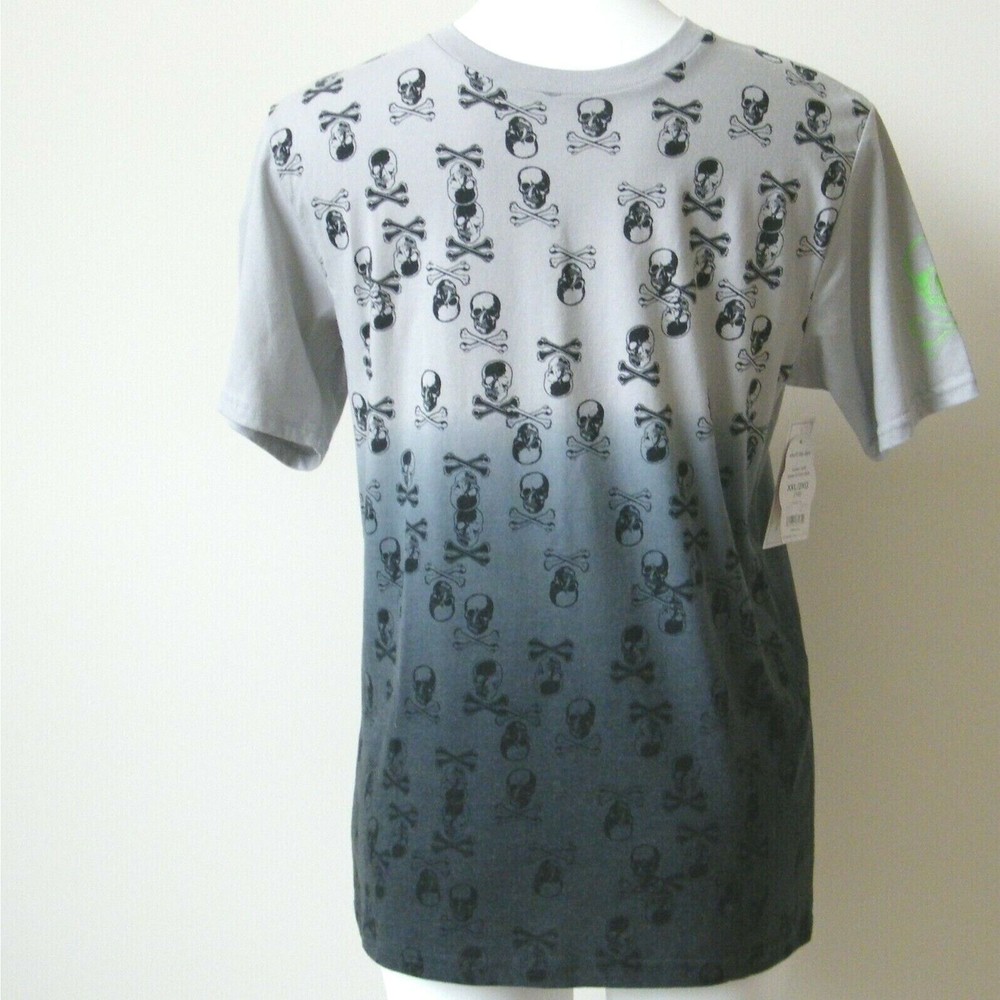 Wonder Nation Halloween Skull Tee Shirt XXL 18 2XG Top Glow In The Dark Dip Dye